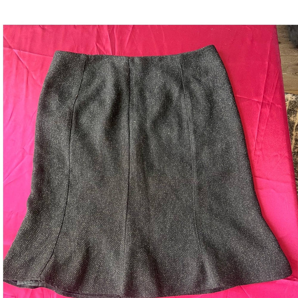 White House‎ Black Market Womens Metallic Tweed Skirt 8 Black Shimmer Gorpcore - Picture 5 of 5